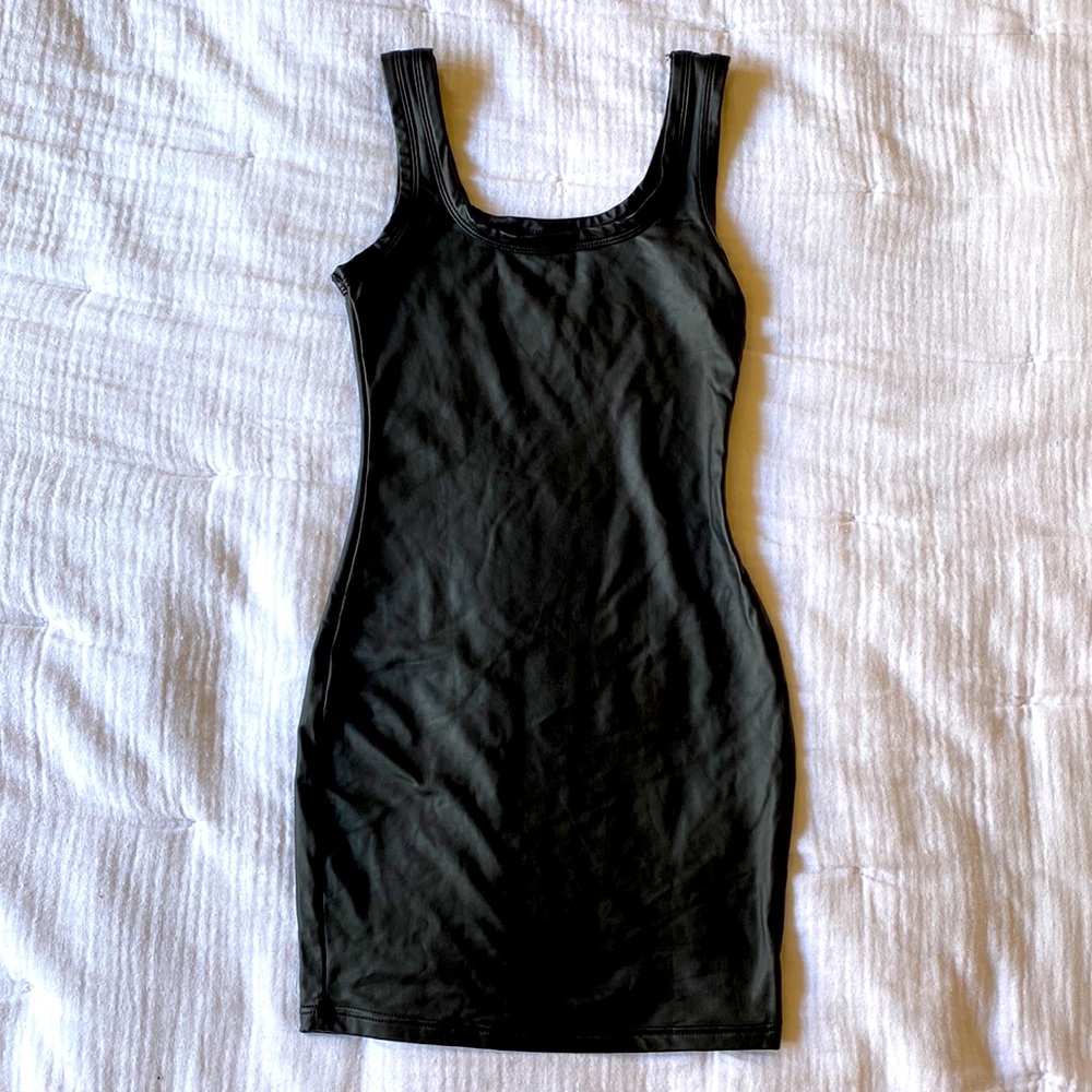 SHEIN Black Faux Leather Dress- XS